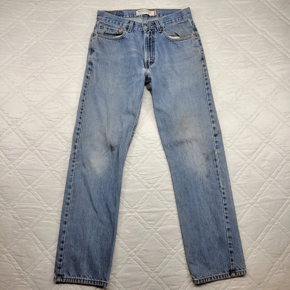 Levi's 505 Regular Fit stained blue jeans size 31X32